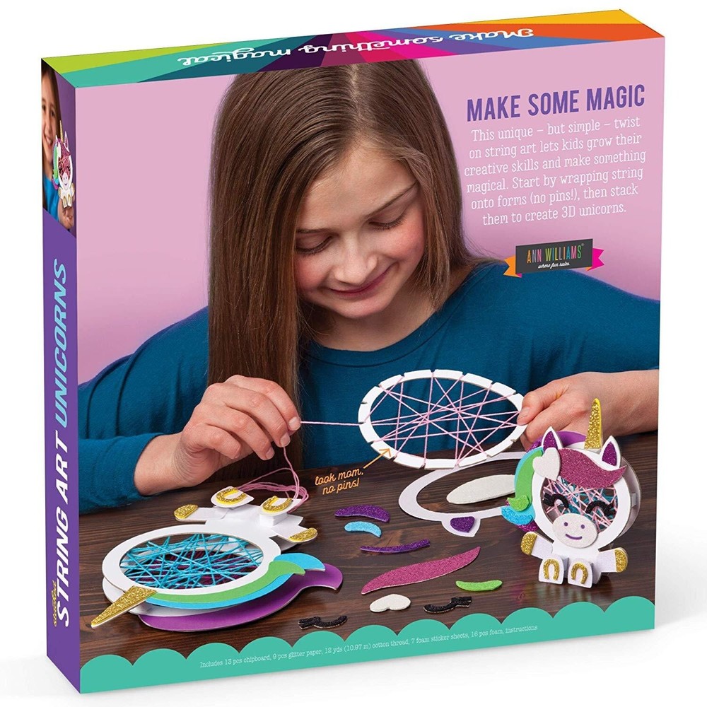 Craft-tastic Stacked String Art Unicorns