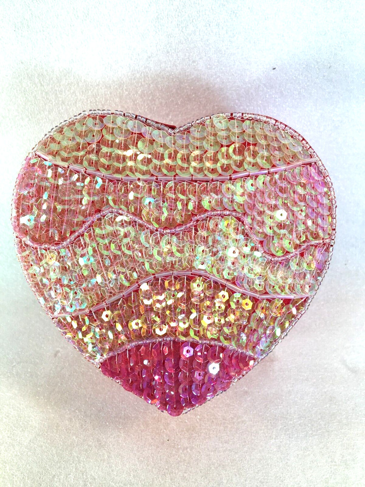 2 Heart Shaped Satin Gift Boxes Home Decorated
