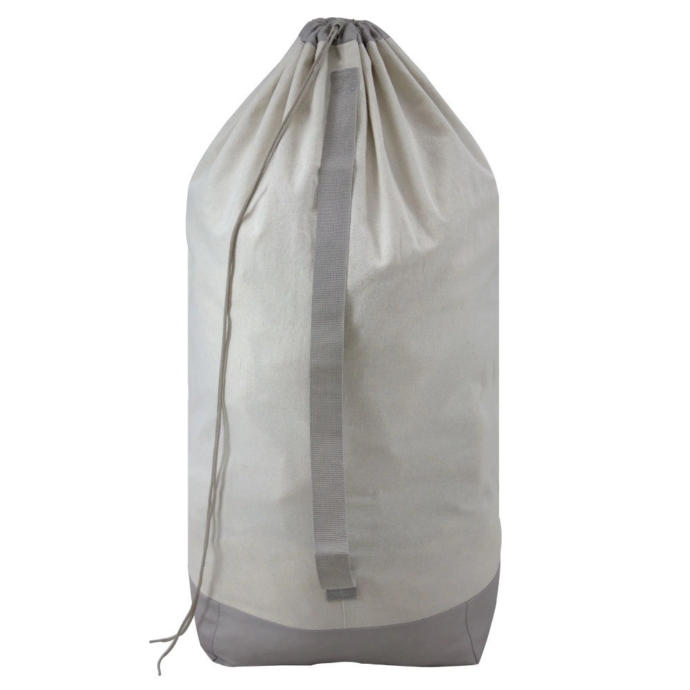 Durable Canvas Laundry Bag with Drawstring and Pocket, 26" x 37"