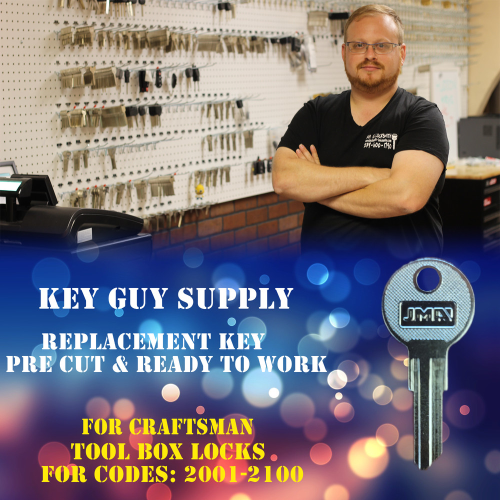 2001-2100, Replacement key for Craftsman tool box  Locks, Cut to Code 100% work