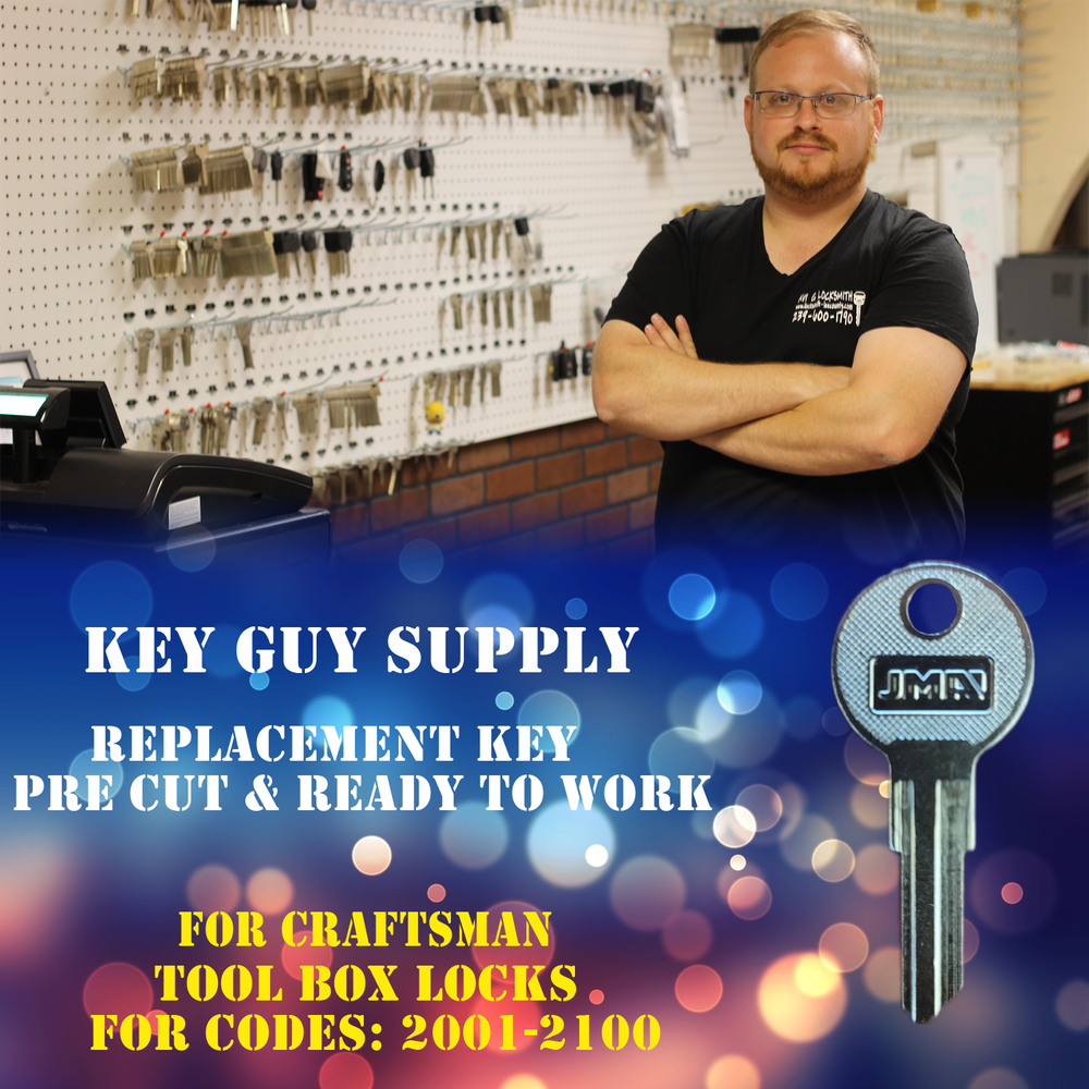 2001-2100, Replacement key for Craftsman tool box Locks, Cut to Code 100% work