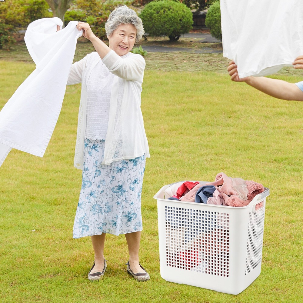 4-Pack Flexible Laundry Hamper Plastic Laundry Basket with Carry Handles White