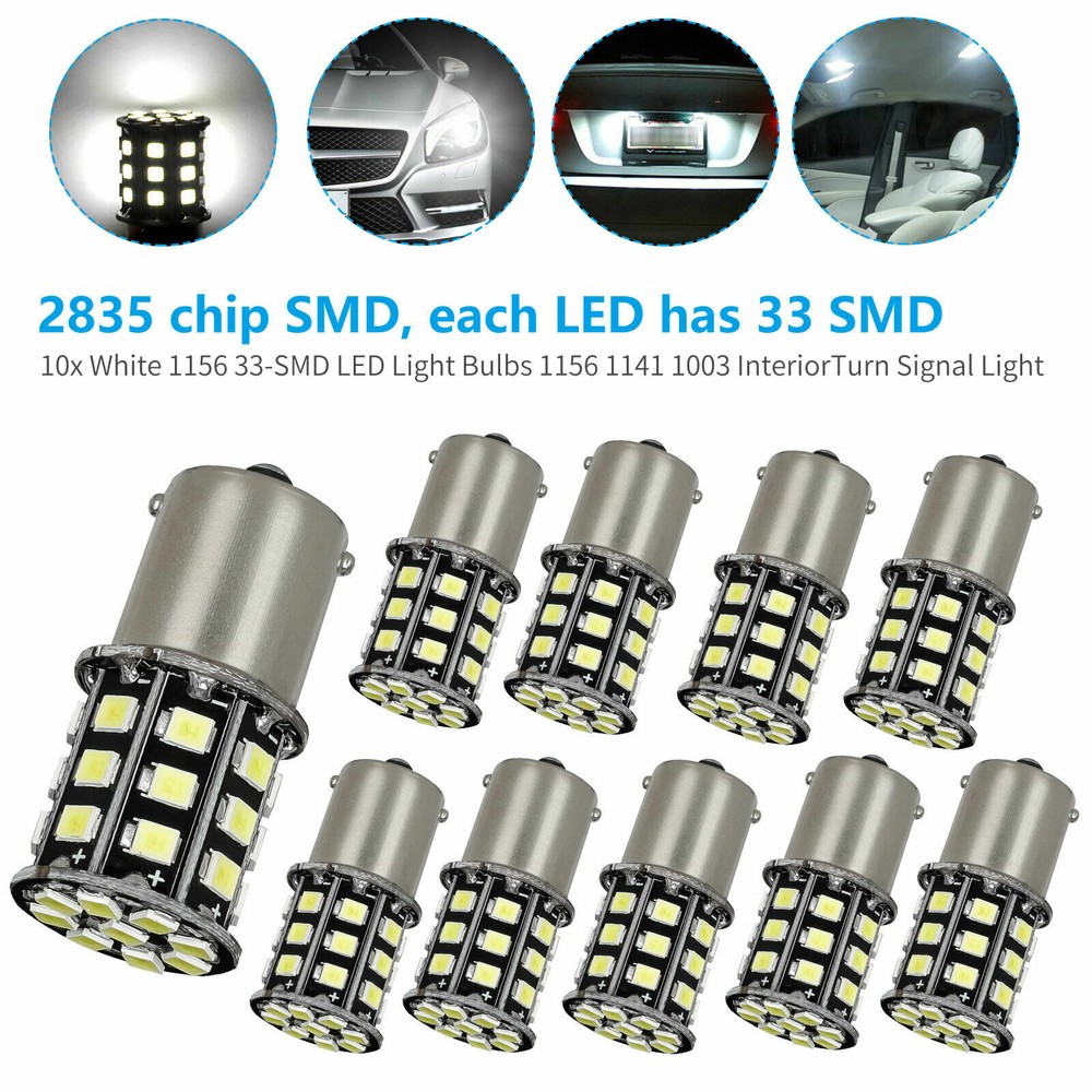 10x 1156 RV Trailer Car 33-SMD LED 1141 Interior Light Bulbs Super Bright White