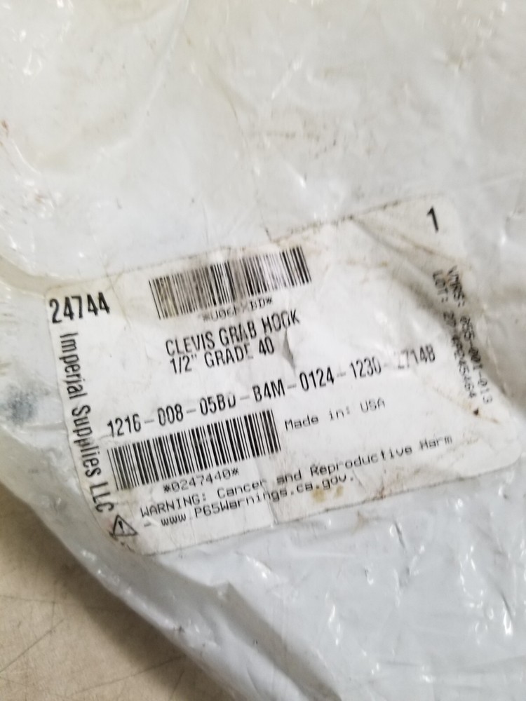 Clevis Grab Hook, Steel, 40, 1/2", 9200 lb