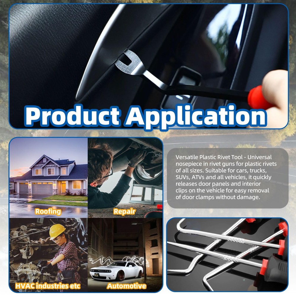 46 Piece Poly Rivet Gun Set Includes Plastic Rivet Gun, Attachment Ent...