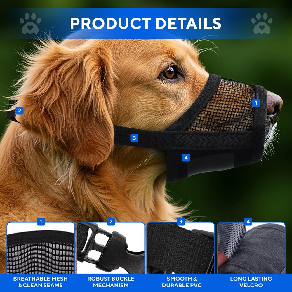 Dog Muzzle for Large Dogs – Breathable Air Mesh Muzzle for Large Sized Dog | ...