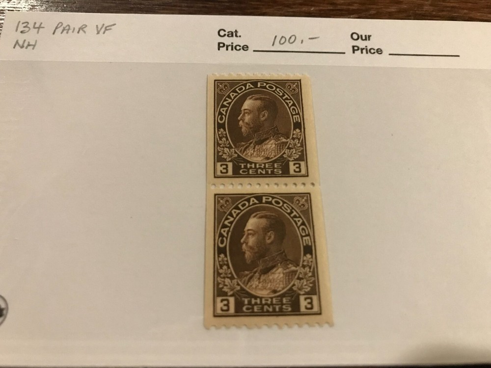 134 Mint VF NH Coil Pair - CV $100.00 (CA0321)