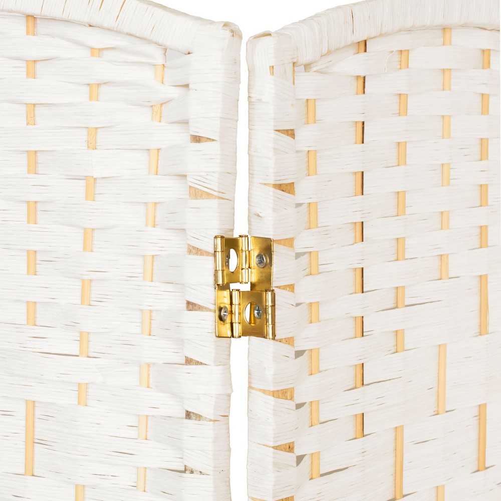2 ft. Short Diamond Weave Fiber Folding Screen - White - 6 Panel