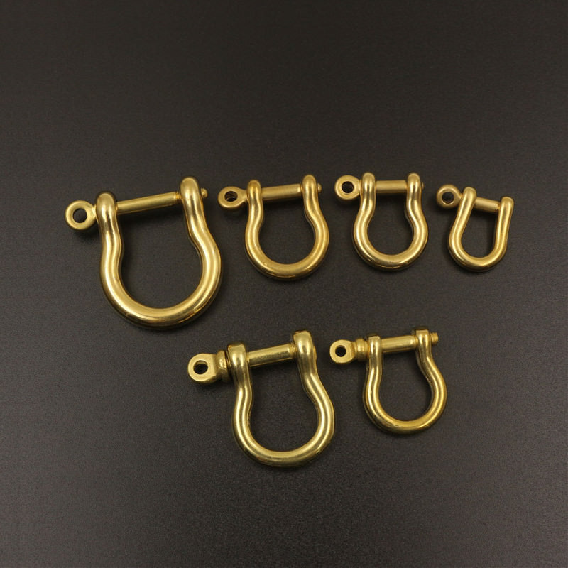 5/50pcs solid brass bow shackle D-ring keychain hook clasp connection leather