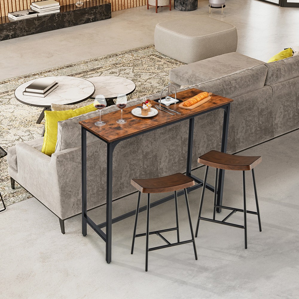 48" Industrial Pub Dining Table High Writing Computer Table with Steel Frame