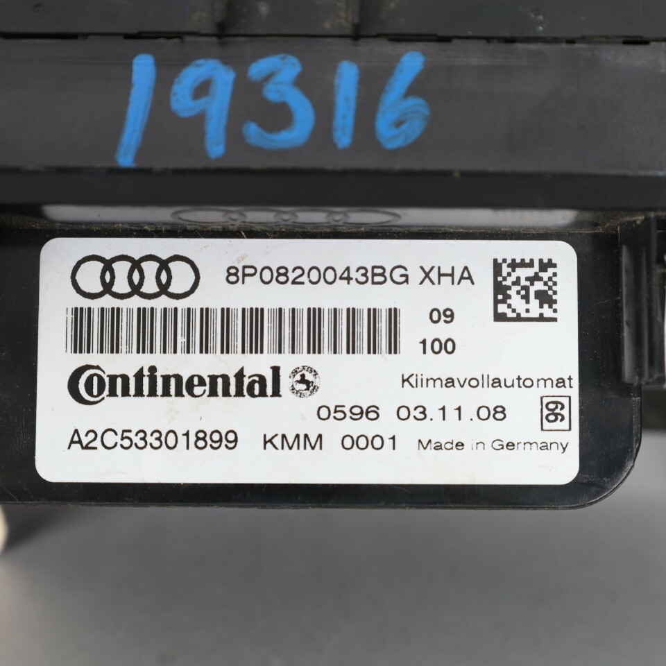 2009-2013 Audi A3 Heater AC Climate Temperature Control Panel OEM