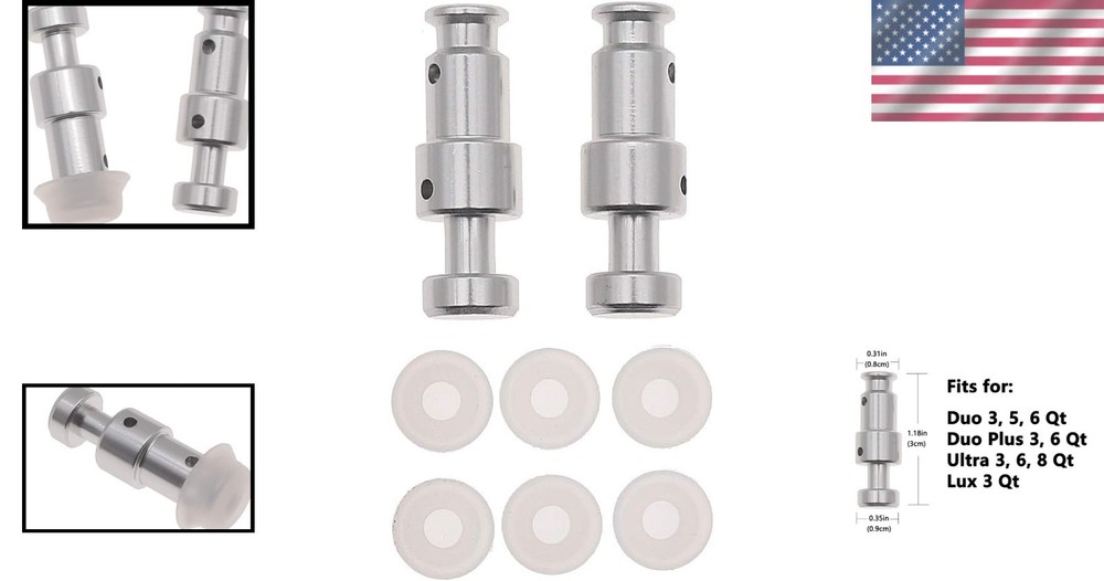 Float Valve Replacement for Instant Pot 3, 5, 6 Qt - Includes 6 Gaskets