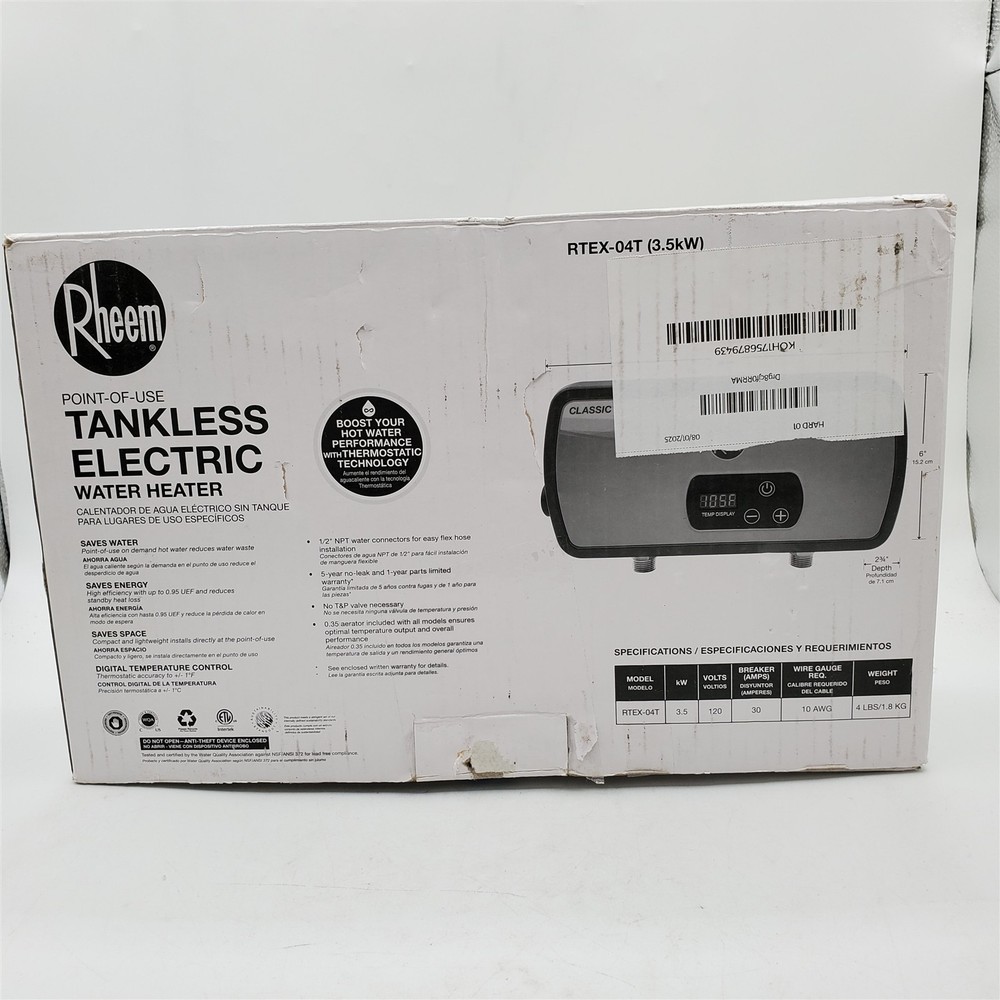 Rheem 3.5kW 120V Point of Use Thermostatic Tankless Electric Water Heater