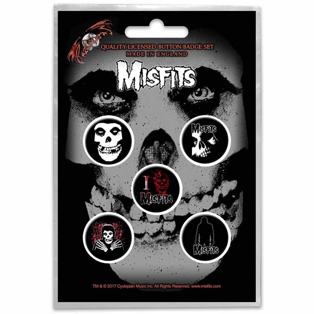 Misfits Skull Button Badge Set (Set of 5)