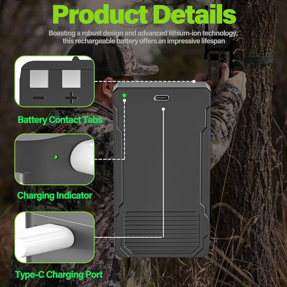 2-Pack Rechargeable LIT-22 Battery Compatible with Trail Camera Flex-M Flex G-36