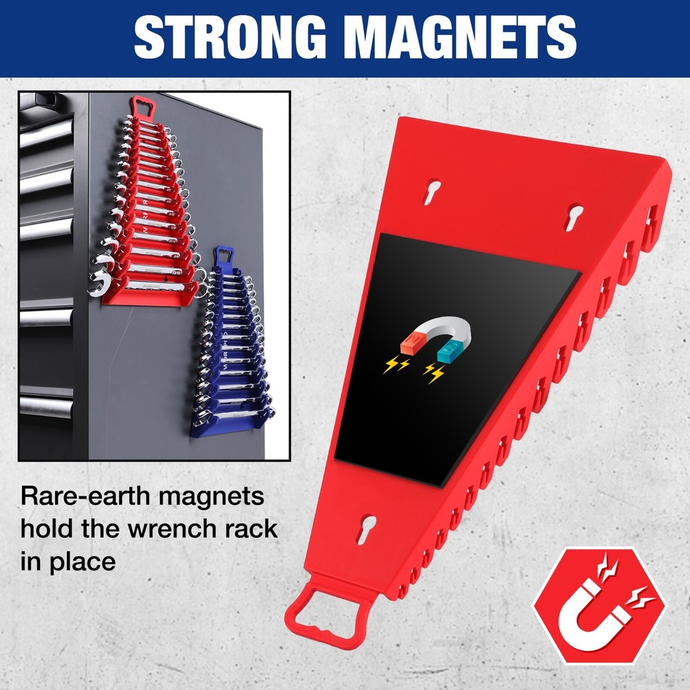 WORKPRO 2-PACK Magnetic Wrench Organizer,for Tool Box Premium Quality Blue&Red