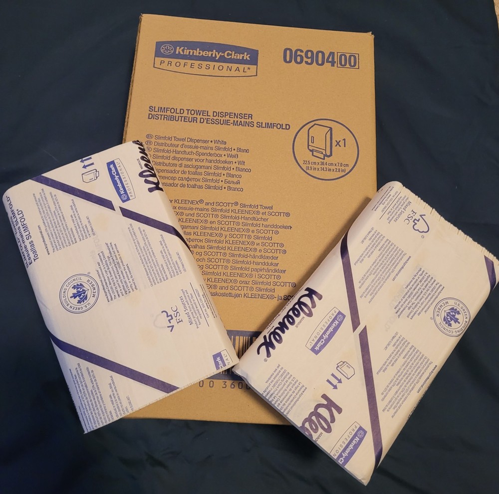 Kleenex Slimfold Multi-Fold Hand Towels Dispenser Starter Kit New