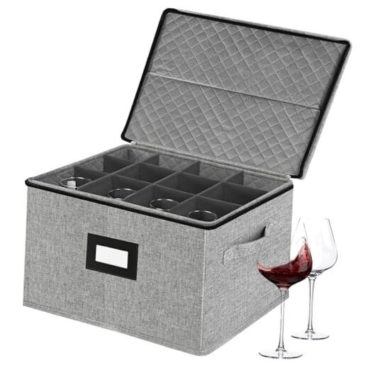 Wine Glass Storage Box, China Storage Containers Grey Stemware Storage Case