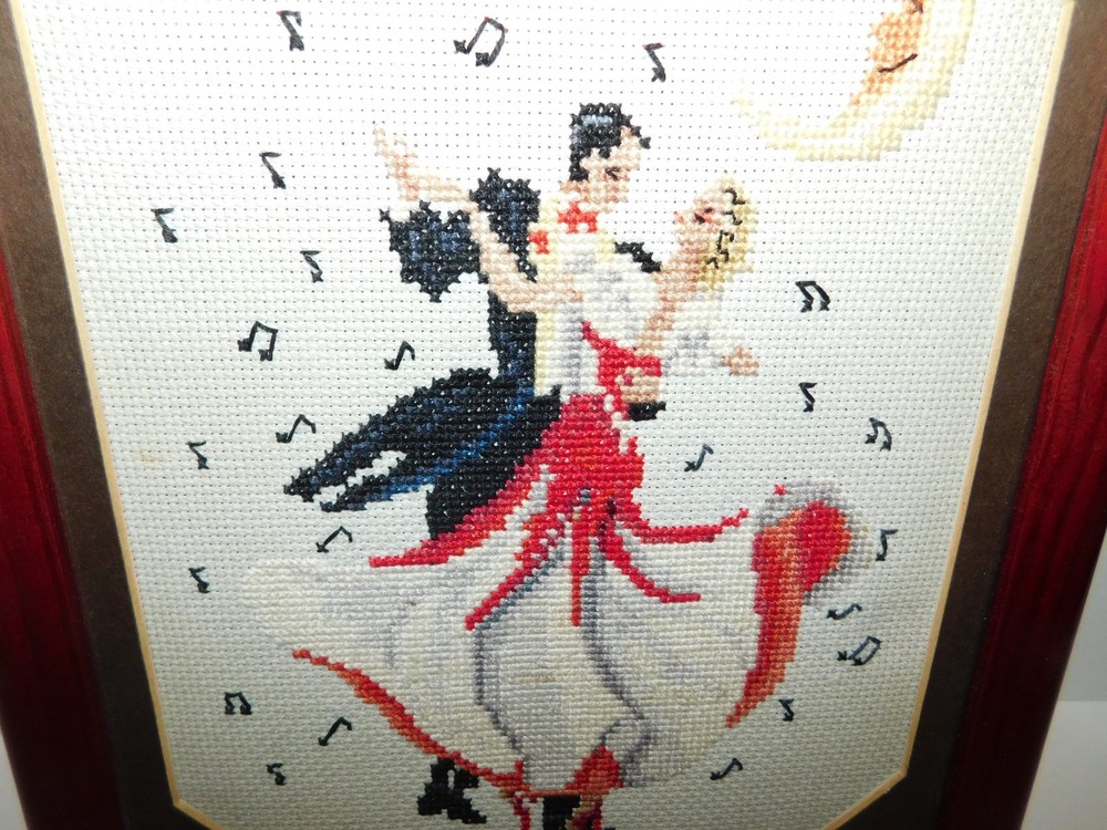NICE FINISHED CROSS STITCH FRAMED BALLROOM DANCING