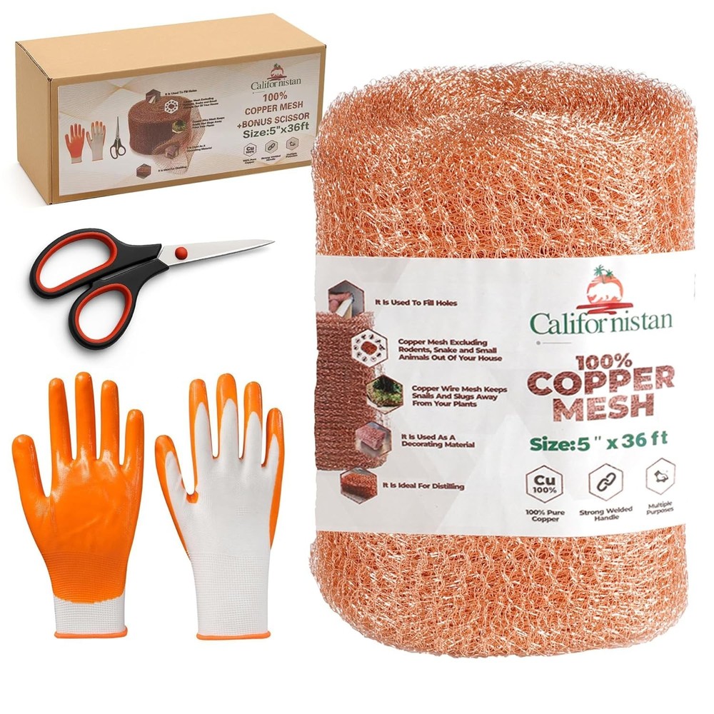 Copper Mesh Rodent Control, 5in x 36ft- Rustproof Copper Mesh Roll for Rodent...