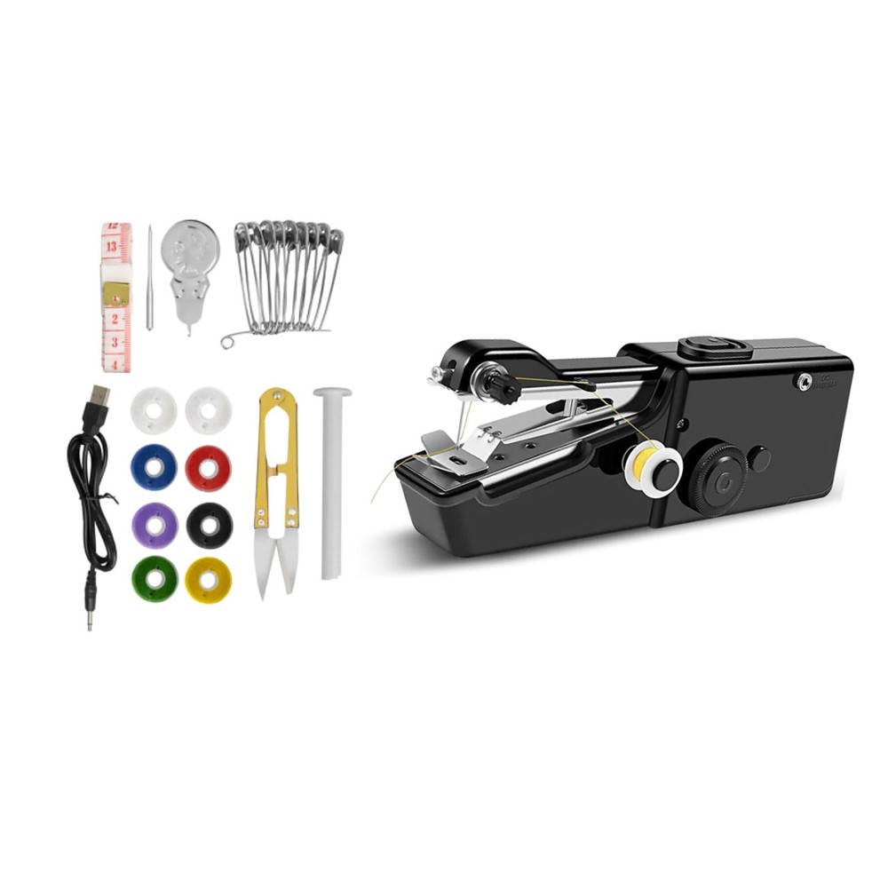 Handheld Mini Sewing Machine Stitch Electric Compact Tool Set w/ Accessories