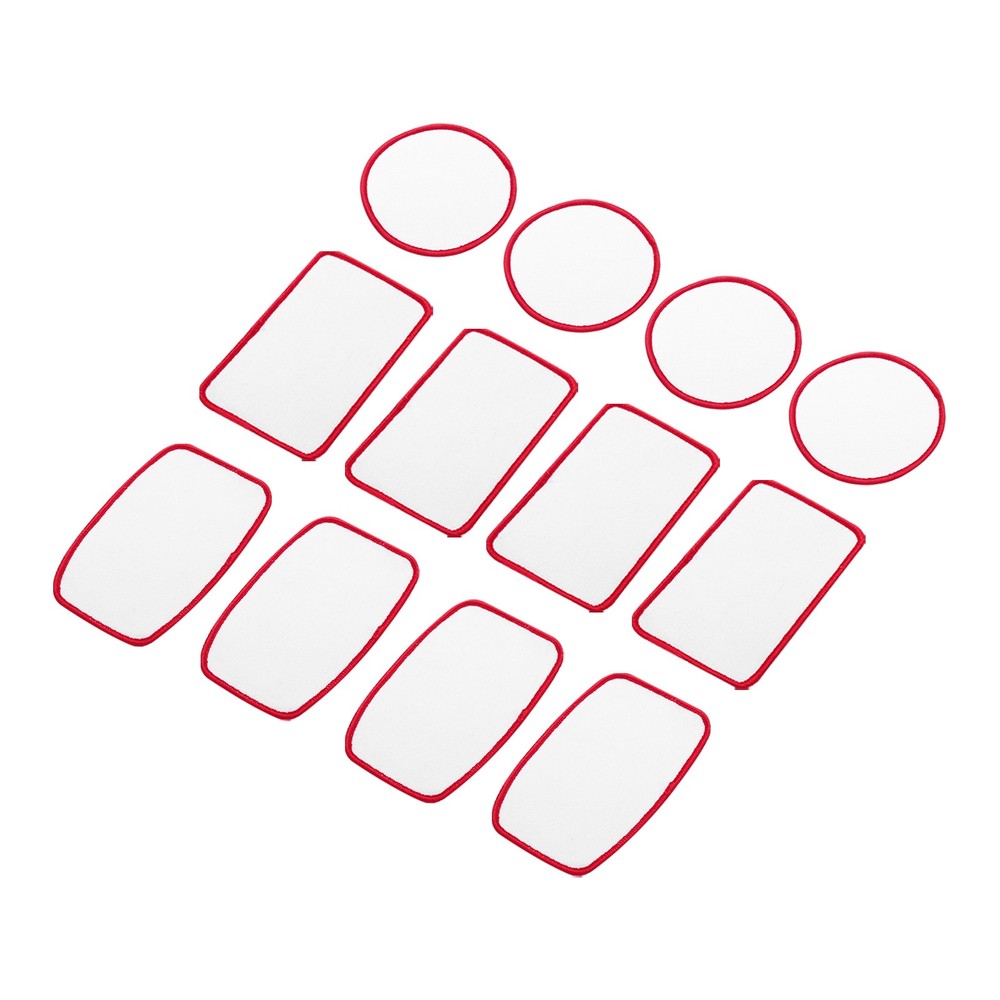 30pcs Sublimation Patch Blank 3 Shape White with Red Border
