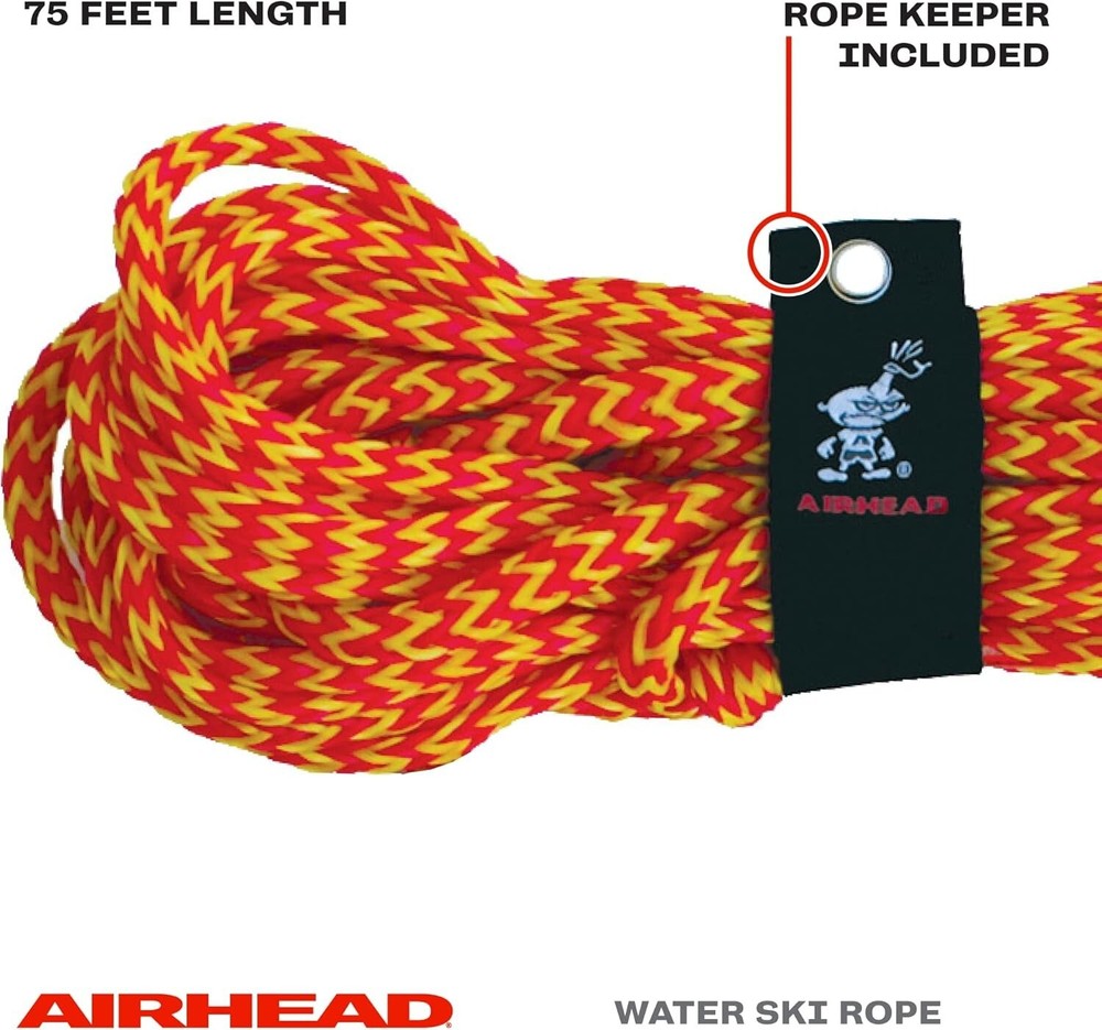 Double Handle Water Ski Rope - 75ft Durable Rope with TPR Grip - Multi-Color