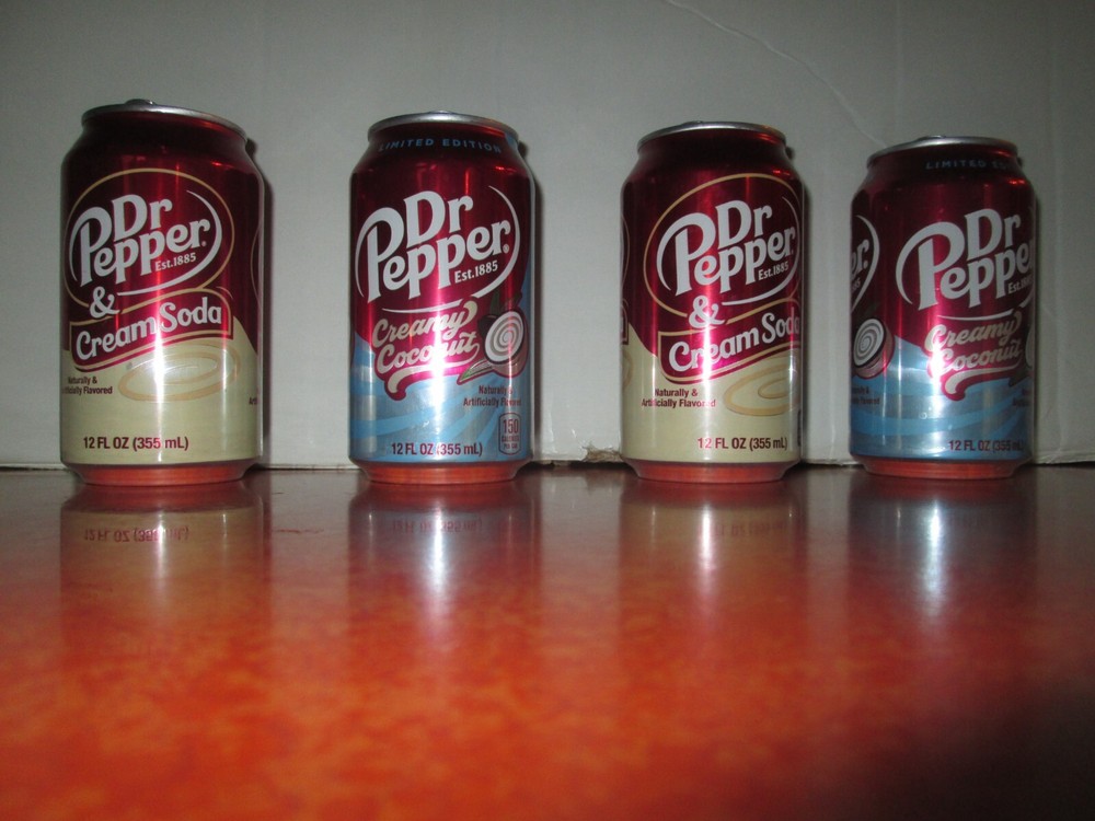 DR. PEPPER EMPTY CANS ..COCONUT , CREAM