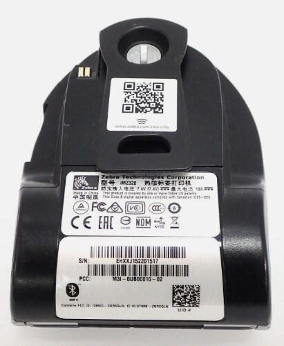 Zebra iMZ320 Mobile Wireless Bluetooth Thermal Receipt Printer with AC adapter