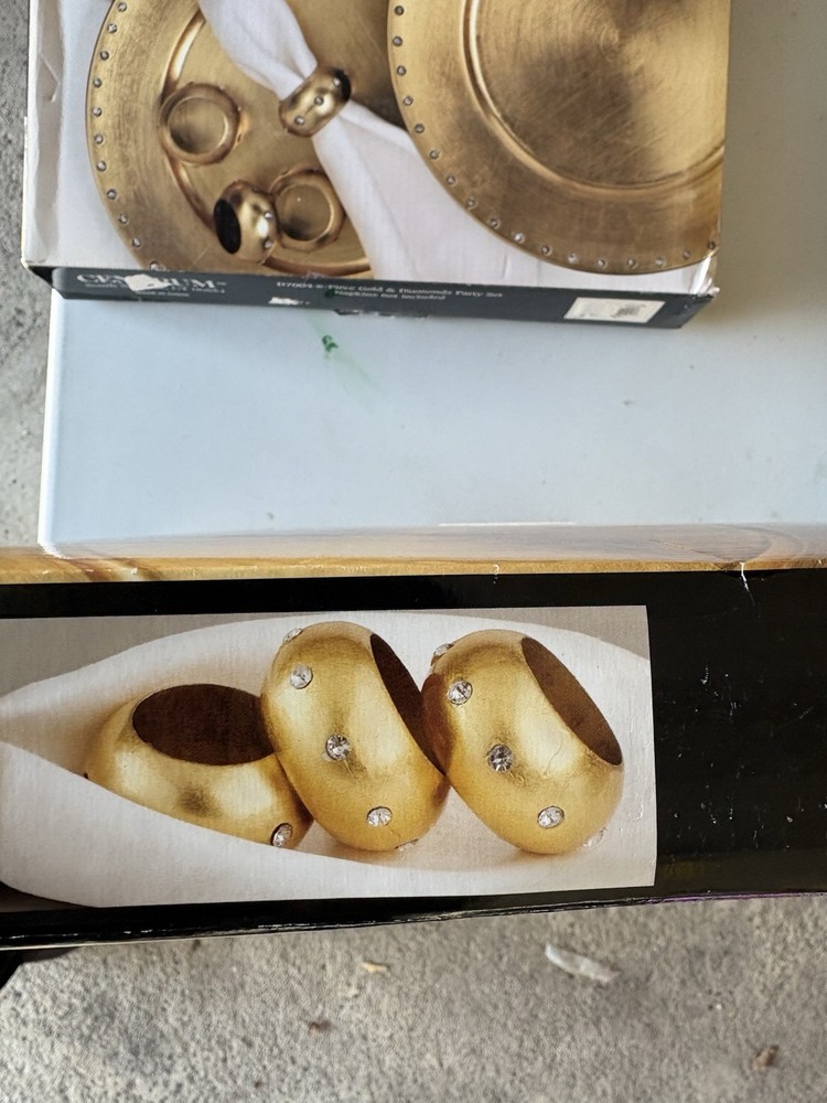 Golden Leaf And Diamonds Service For 4 ( 2 Sets). Decorative Use Only