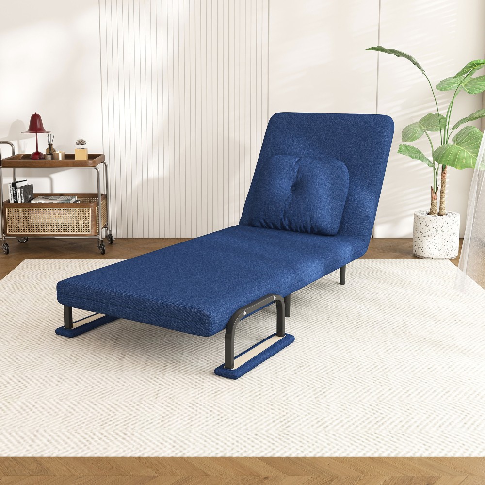 3-in-1 Folding Sofa Bed w/ Adjustable Backrest - Space-Saving Sleeper Blue