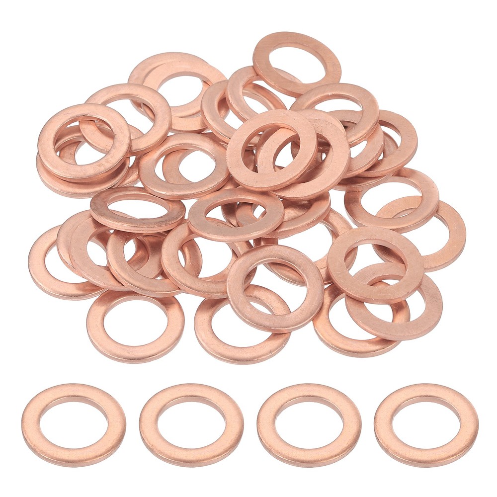 66pcs Copper Flat Washers M10x16x1mm Sealing Ring Plug Gaskets