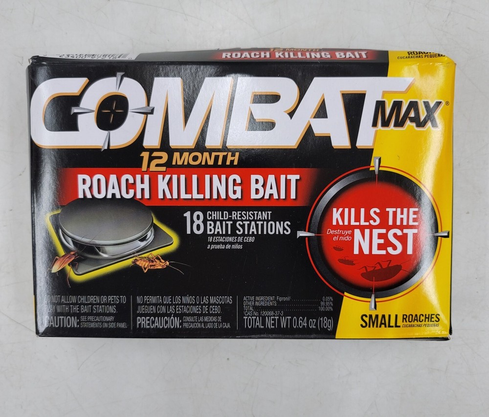 Combat Max 12 Month Roach Killing Bait, Small Roach Bait Station, (18)