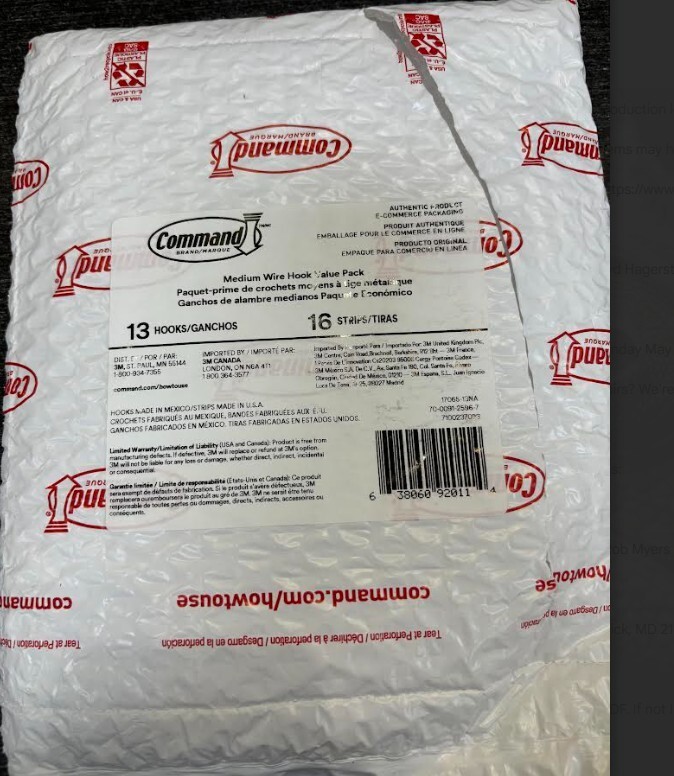 3M Command Medium Metal Wire Hooks Value Pack 13 Hooks + 16 Strips 2lb Capacity