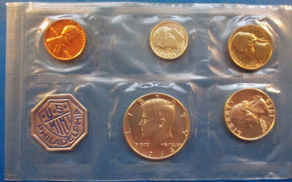 1964 PROOF SET WITH ENVELOPE AND COA.