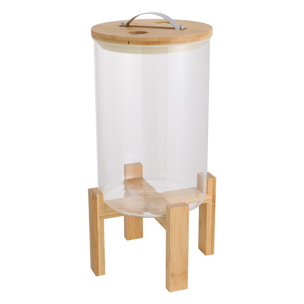 8L Rice Storage Container, Glass Grain Container, Rice Container with Lid& Stand