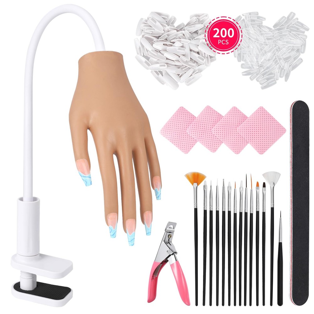 Acrylic Nail Practice Hand - Flexible Fake Mannequin for Training Tips