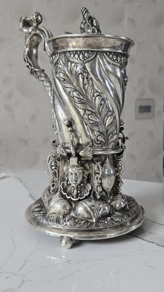 EXCEPTIONAL EXTRA LARGE GERMAN SILVER TANKARD