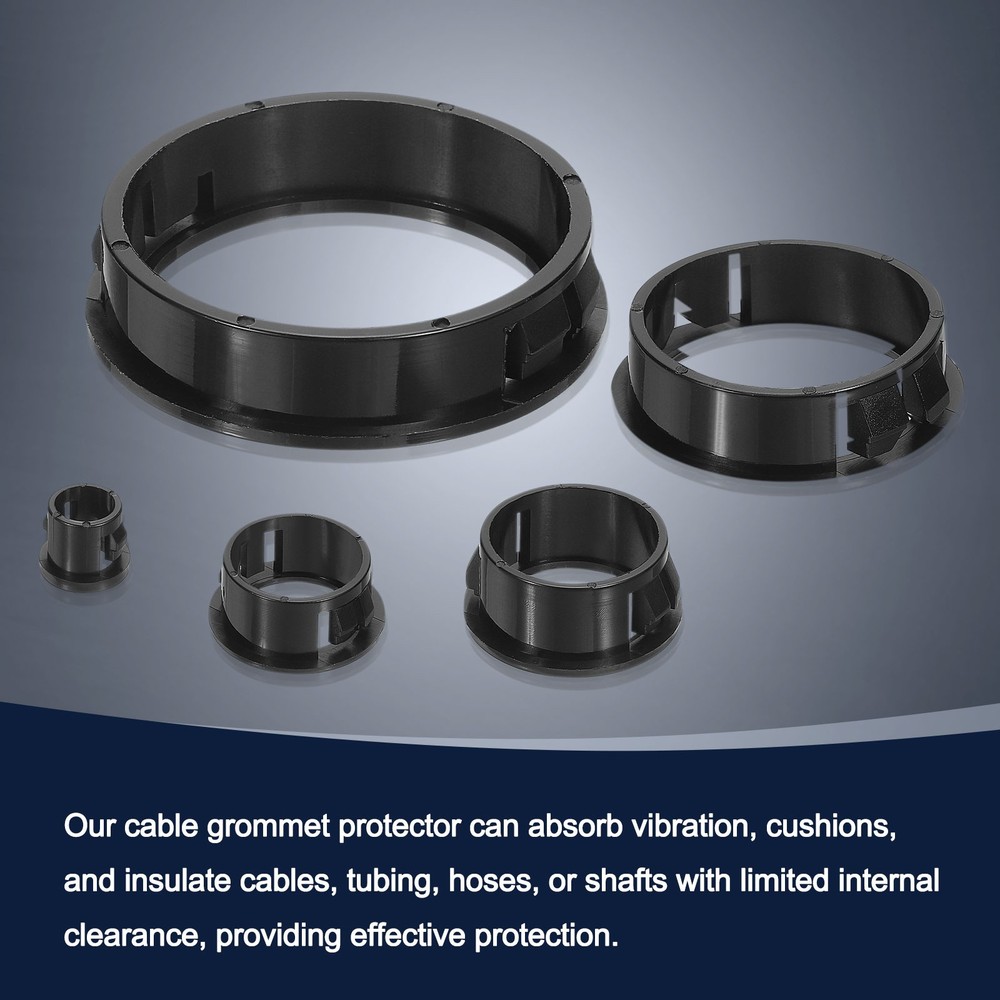 20Pcs 44mm Cable Snap Bushing Grommet Protector, Round Bushing Grommet, Black