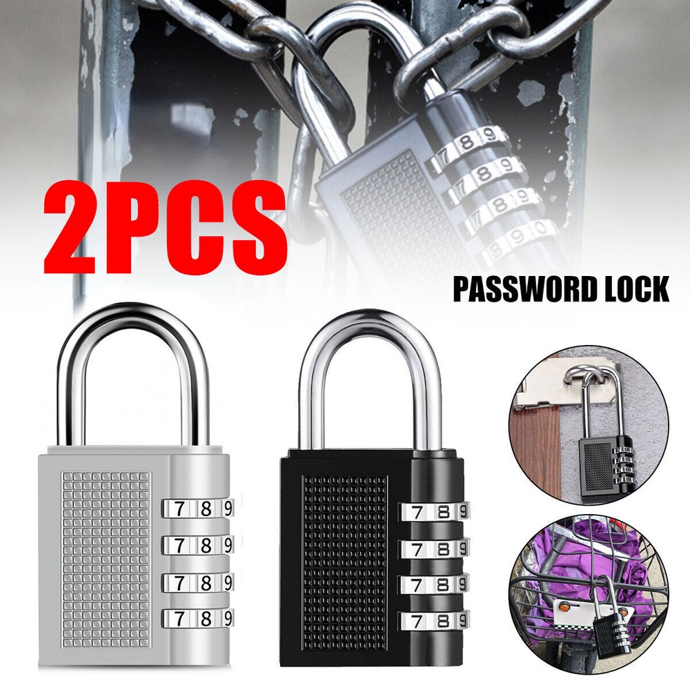 2x combination lock 4 digit padlock weatherproof lock number code