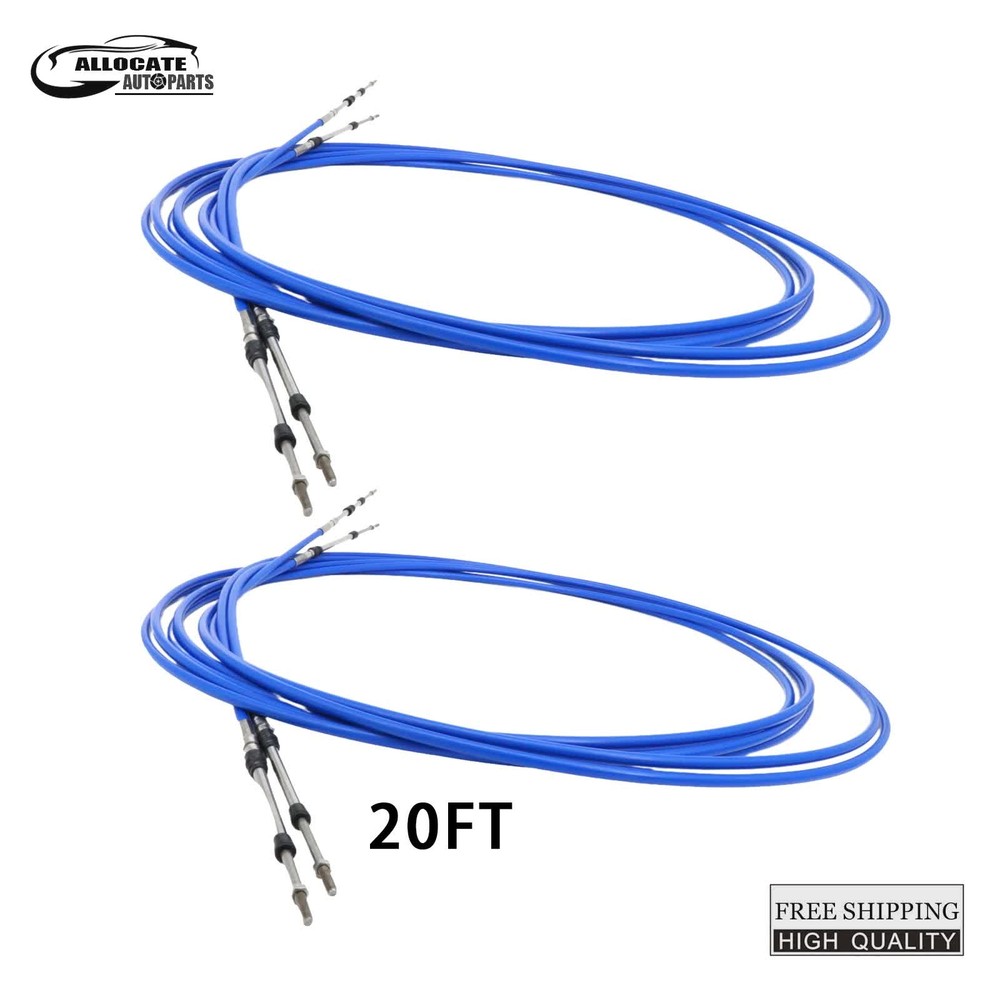 33C 2PCS 20FT For Yamaha Boat Control LeverThrottle Control Cable Universal