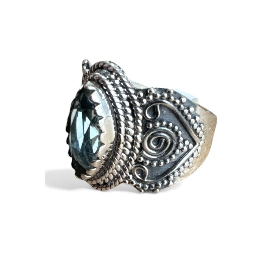 Blue Topaz Solid 925 Sterling Silver Ring 6