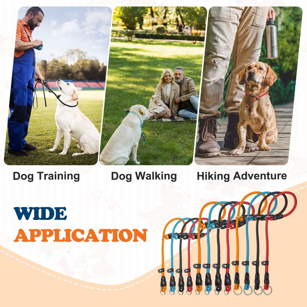 Dog Slip Collar No Pull Training Nylon Collar Adjustable Stopper S Orange