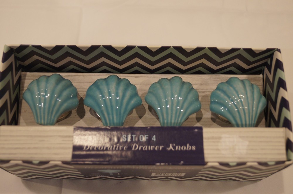Home Essentials Ceramic Seashell or Floral Gemstone Decorative Drawer Pull Knobs