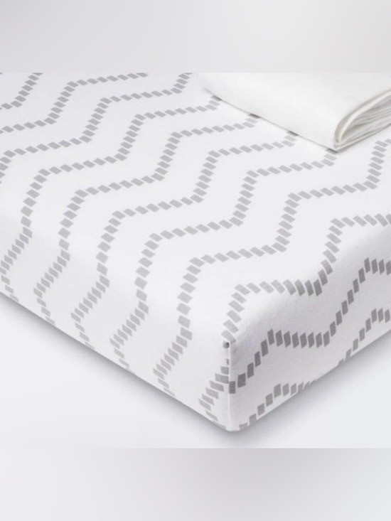 cloud island Jersey Crib Sheets 2-Pack in White and Gray