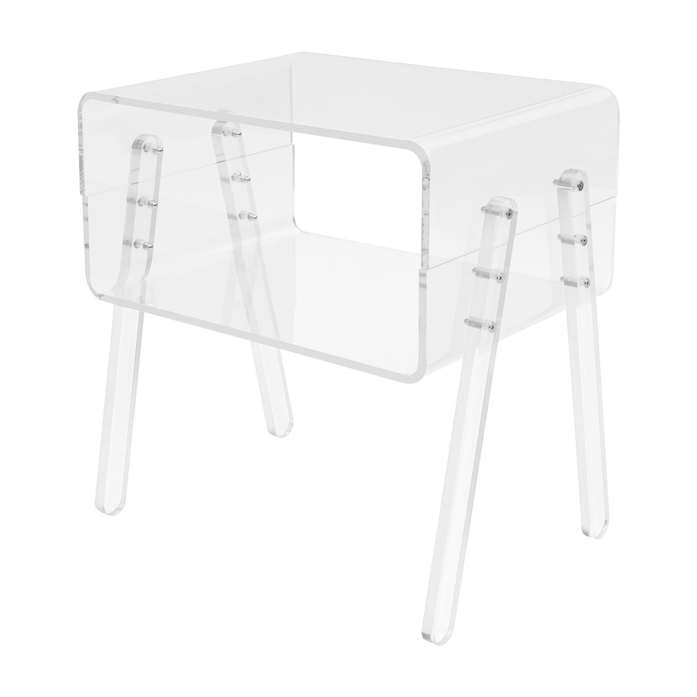 Acrylic Side Table, 2-Tier End Table with Open Storage for Small Spaces, Clear