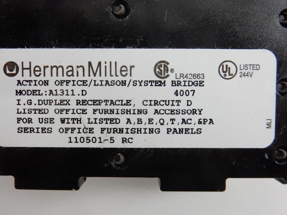 8x Herman Miller Panel System Type I A1311 Duplex Cubical Receptacle A,B,C,D