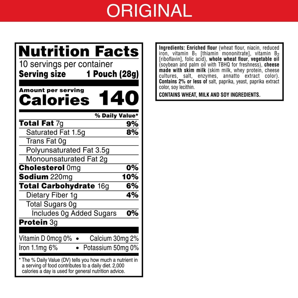Original Baked Snack Crackers Made W/ Whole Grain 10 Count