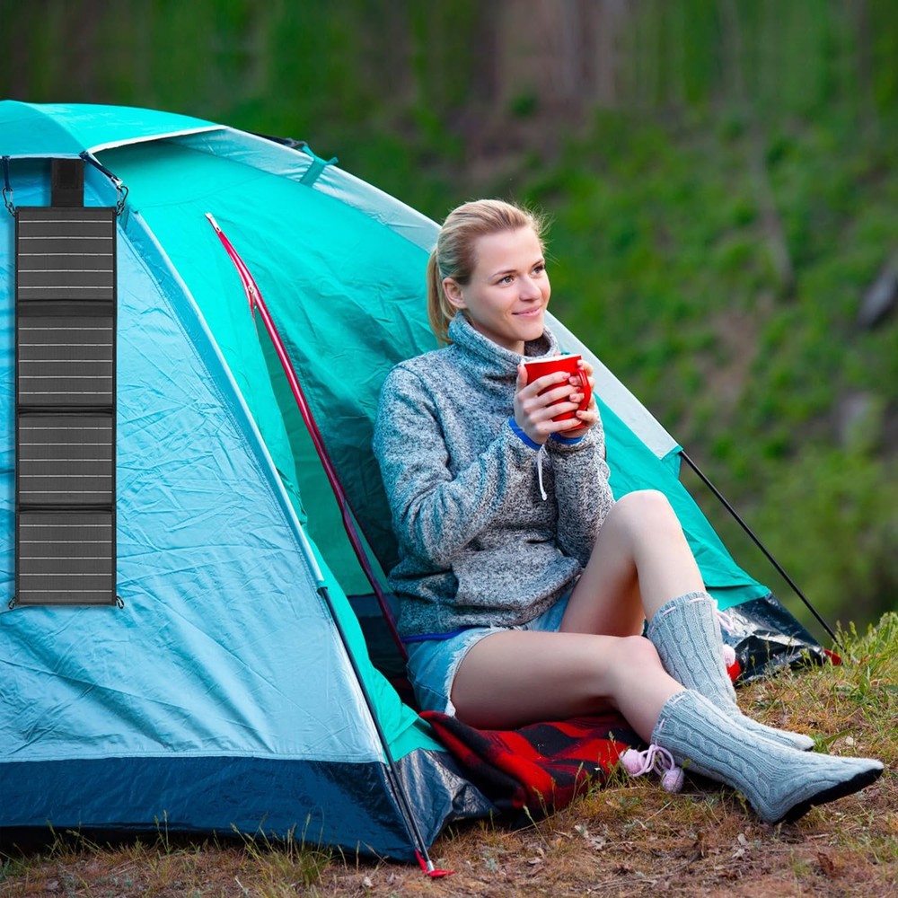 20W Portable Solar Panels Charger Foldable Solar Panel with Type C and USB A ...