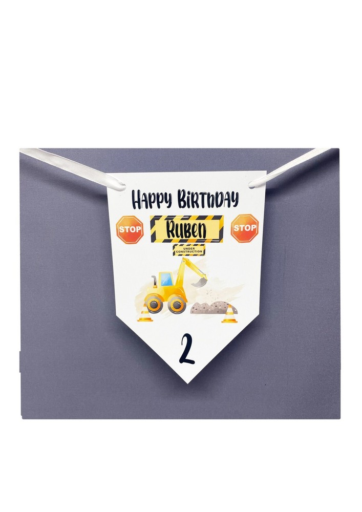 Personalised Digger Birthday Bunting Banner 1st 2nd 3rd